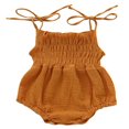 thumbnail image 1 of Newborn Infant Baby Girl Cotton Sling Solid Color Lace Stretch Ruched Jumpsuit Wine Red 0-3 Months, 1 of 10