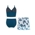 thumbnail image 2 of iiniim Kids Girls 3Pcs Rash Guard Tropical Print Cover Up Swimsuit Swim Tank Top and Brief Set Bathing Suit Navy Blue 14Y, 2 of 5