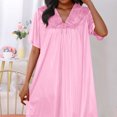 thumbnail image 4 of Timegard Chemises de Nuit en Soie pour Femmes Col Rond Manches Courtes Chemises de Sommeil Smockées Nœud Papillon Décontractées Confortables Robe de Maison, 4 of 4