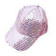 thumbnail image 1 of Penkiiy Womens Glitter Sequin Cap - Elastic Fit Baseball Hat Unisex-Adult Baseball Adjustable Caps Baseball Party Hat Pink, 1 of 3