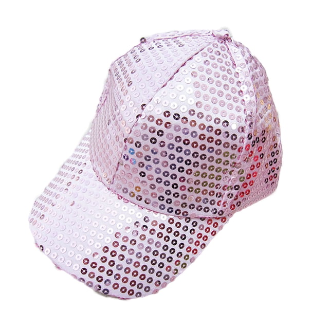 Penkiiy Womens Glitter Sequin Cap - Elastic Fit Baseball Hat Unisex-Adult Baseball Adjustable Caps Baseball Party Hat Pink