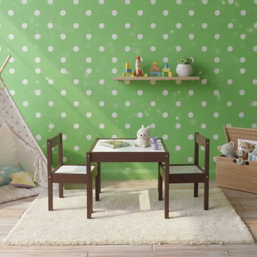 Mainstays Ensemble Table et Chaises pour Enfants 3 Pièces pour Tout-Petits et Enfants, Bois, Fini Expresso