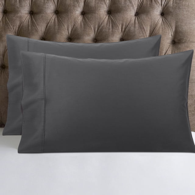 PiccoCasa Pillowcase Set of 2, Soft Cotton with Envelope Dark Gray Standard