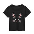 thumbnail image 1 of PMVFHDE T-Shirt Graphique à Manches Courtes Imprimé Lapin de Pâques pour Enfants, Col Rond, Décontracté, Printemps Été, Noir, 2-3 Ans, 1 of 3