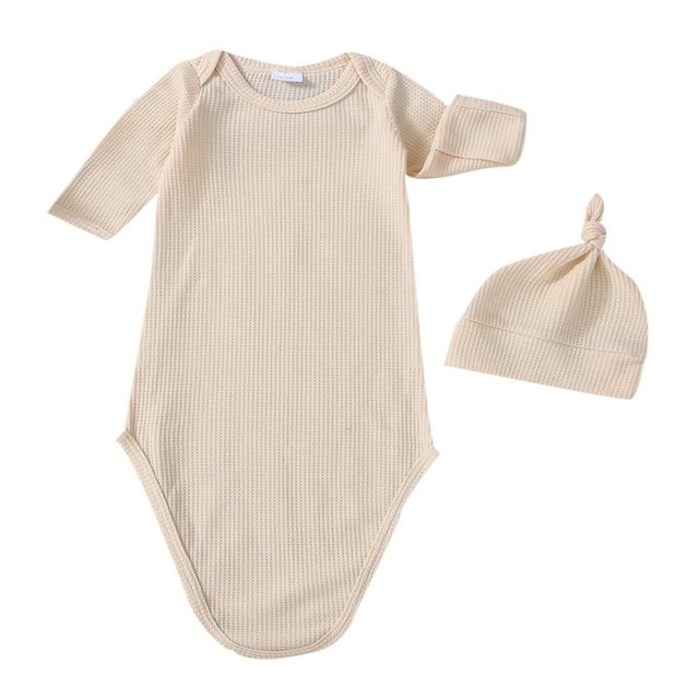 2 Pcs Nouveau-Né Fille Garçon Robe Nouée de Retour à la Maison Unisexe Tenue de Nuit Pyjamas