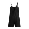 thumbnail image 4 of AherBiu Rompers for Women Casual Loose Summer Jumpsuits Spaghetti Strap Overalls Shorts with Pockets, 4 of 7