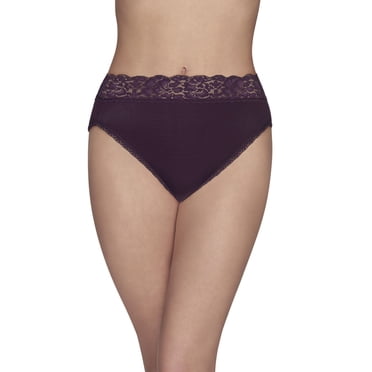 Vanity Fair Womens Flattering Lace Hi-Cut Brief, 8, Sangria Stripe