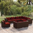 thumbnail image 1 of vidaXL 9 Piece Garden Lounge Set with Cushions Poly Rattan Brown, 1 of 4