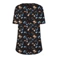 thumbnail image 4 of Tnhcen Chemises Décontractées à Manches Courtes et Col Rond pour Femmes - Blouse Plissée à Imprimé Floral avec Extensibilité Douce Coupe Régulière pour Usage Quotidien et Voyage P-2TG, 4 of 6