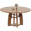 47 Table à manger ronde de pouce pour 4-6, Table de cuisine en bois avec base de piédestal, Petite table ronde d'espace pour salle à manger, Salon, Appartement, Montage facile,Noyer