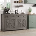 thumbnail image 3 of Homfa Buffet Bahut de Cuisine 55 Pieds', Armoire de Rangement Style Ferme à 4 Portes et 2 Tiroirs avec Tablettes Ajustables, Gris, 3 of 7