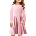thumbnail image 2 of Rbaofujie Robe Patineuse à Manches Longues pour Filles, Robe Décontractée pour Enfants à Col Rond, Ligne A, Fluide, d'Automne, 4-13 Ans, 2 of 9
