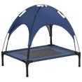 thumbnail image 1 of PawHut Elevated Cooling Pet Bed with Canopy for Medium-Sized Dogs Dark Blue, 1 of 10
