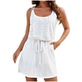 thumbnail image 1 of Penkiiy Robe d'Été Bohème à Bretelles Spaghetti Dos Croisé pour Femmes 2024 TG Blanc, 1 of 5