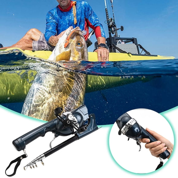 Kroder Canne à Pêche Pliable avec Bras de Moulinet, Ligne de Lancer et Conception Portable Améliorée