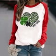 thumbnail image 2 of QIPOPIQ T-Shirts à Manches Longues pour Femmes Col Rond St. Patrick's Day T-Shirts Printemps Imprimé Trèfle T-Shirt Vert Chanceux Chemises St Patricks Day Col Rond Hauts Patchwork Offres de Vacances, 2 of 4