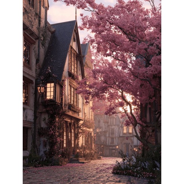 Qisvanset Winter Village Road Canvas Print 12x16 Inch Farmhouse Decor