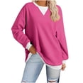 thumbnail image 1 of biudgviw Sweatshirts for Women Crew Neck Long Sleeve Oversized Pullover Tops Color Block Loose Fit Fall Clothings, 1 of 4