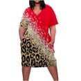 thumbnail image 2 of Robe d'Été pour Femmes 2024 Mode Robe Grande Taille pour Col en V Décontractée Robes Soleil Poche Genou Manches Courtes avec Poches Rabais de 50 % Liquidation!, 2 of 5