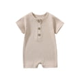 thumbnail image 2 of UPPADA Spring Baby Girl Clothes Toddler Baby Girl And Boys 2024 Summer Rompers Short Sleeve Crewneck Jumpsuits Cotton Ribbed Button Solid Infant Onesie Prime Daily Deals, 2 of 7