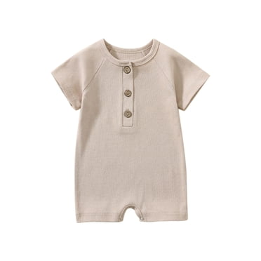 Birdeem Barboteuse T-Shirt à Manches Courtes Uni pour Tout-Petits Filles Garçons