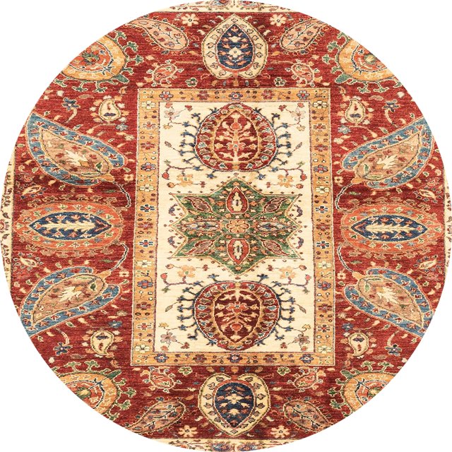 Ahgly Company Tapis d'Intérieur Ronds Abstraits Rouges Abstraits pour Aire, 4 Pieds Rond