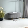 thumbnail image 2 of HOMCOM Banc de Chambre Rembourré, Banc Ottoman Capitonné à Canaux, Gris, 2 of 10