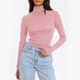 thumbnail image 2 of QATAINLAV Chandails à Col Roulé Roses pour Femmes à Manches Longues Automne Mode Basique Superposition Coupe Ajustée Doux sous-Vêtements Thermiques Hauts, 2 of 8