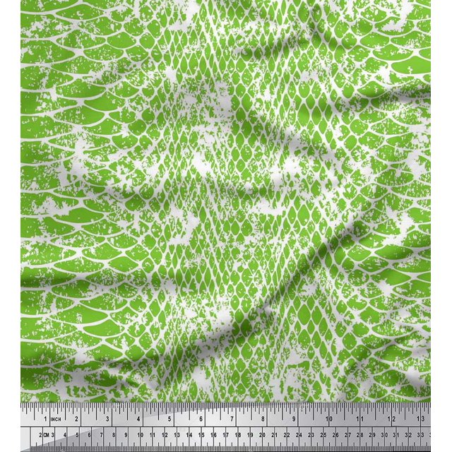 Soimoi Poly Georgette Fabric Snake Animal Skin Print Fabric by Yard 42 Inch Wide
