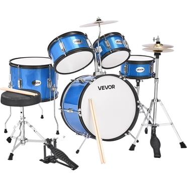 VEVOR Kids Drum Set 5-Piece Junior Musical Drum Kit with 16 in Bass Drum (Blue)