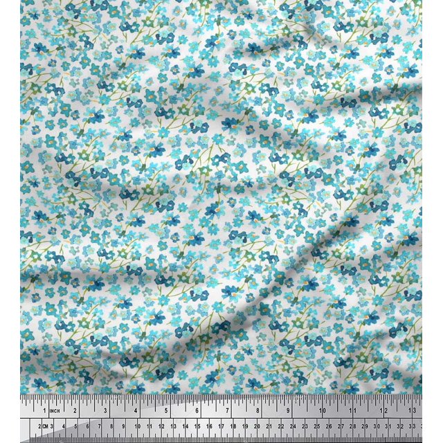 Soimoi Modal Satin Fabric Floral Shirting Print Sewing Fabric Yard 42 Inch Wide