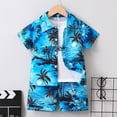 thumbnail image 2 of MIASHUI Toddler Boy Beach Outfit Set Summer Print Button Down Shirt Short Pants,Blue,6-7 Years, 2 of 6