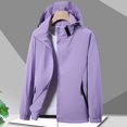 thumbnail image 2 of Bmisegm Ladies Solid Color Windproof Spring and Autumn Couples with Soft Jacket Windbreaker Womens Coats Purple XXL, 2 of 3