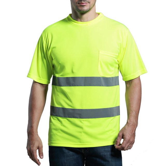 GOGO Reflective Safety T Shirt, Enhanced Vis Performance Short Sleeve Mesh Tee-Yellow-M