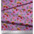thumbnail image 3 of Soimoi Purple Poly Georgette Fabric Leaves,Insect & Floral Artistic Print Sewing Fabric BTY 42 Inch Wide, 3 of 3