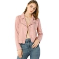 thumbnail image 1 of INSPIRE CHIC Women Short Soft Zip Up Faux Suede Biker Moto Jacket, 1 of 6