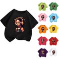 thumbnail image 4 of T-shirts Graphiques pour Filles à Manches Courtes, Col Ras du Cou, T-Shirts Surdimensionnés, Vêtements d'Été pour Filles, Rouge, 4-6 Ans, 4 of 4