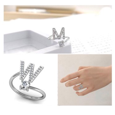 Bagues Ajustables Portables en Cuivre Lettre Majuscule Ouverte Intérieur Extérieur Bureau Magasinage Maquillage Décoratif Bijou Cadeau