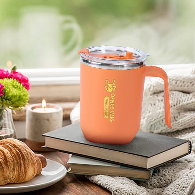 EGNMCR 304 Stainless Steel Double-layer Mug Home Office Water Cup With Handle Cup A cup