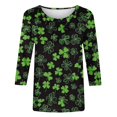 thumbnail image 5 of Mceream T-Shirt à Manches 3/4 pour la Saint-Patrick, Hauts pour Femmes, Printemps, Col Rond, T-Shirts Décontractés, Blouses à Imprimé Floral, T-Shirts Graphiques, Tenues d'Été, Hauts Bohèmes, Grande Taille, Chemises à Imprimé Trèfle, TTTG, 5 of 5