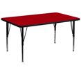 thumbnail image 1 of 36''W x 72''L Rectangular Red Thermal Laminate Activity Table - Height Adjustable Short Legs, 1 of 3