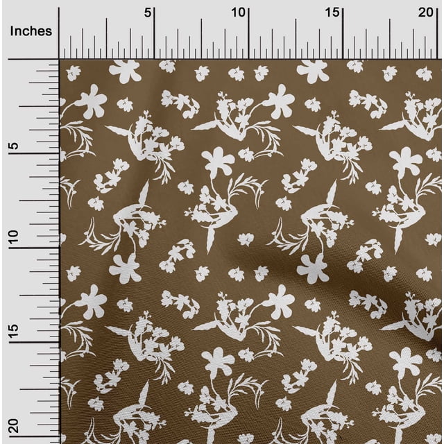 oneOone Rayon Brown Fabric Florals Sewing Material Print Fabric By The Yard 56 Inch Wide