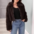 thumbnail image 1 of Mceream Women's Faux Fur Cropped Coat Open Front Fluffy Cardigan Zip Up Shaggy Short Jacket Warm Elegant Crop Outerwear Plus Size Winter Outwear Chaqueta Acolchada Para Mujer Coffee S, 1 of 4