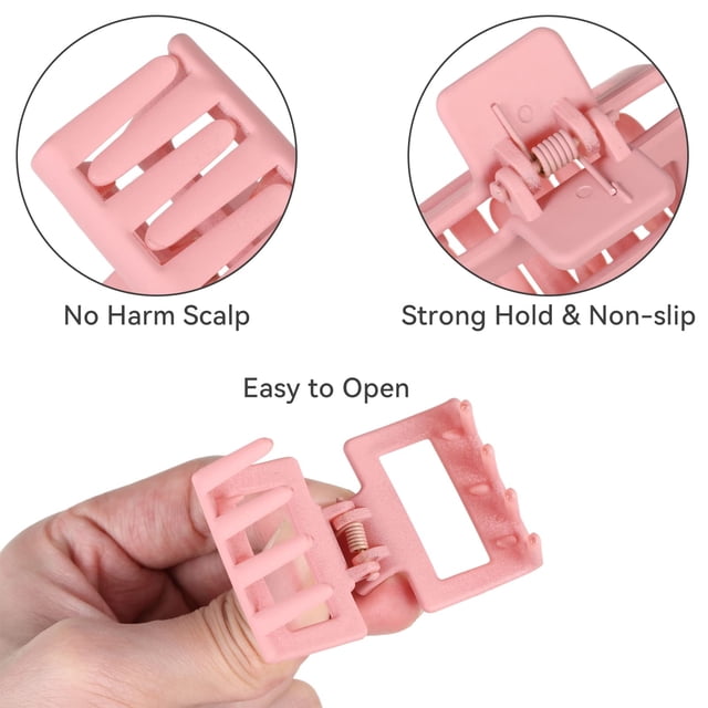 Ruiboury 6pcs Plastic Strong Hold Matte Hair Clamps Fashionable Style Wide Application Durable Convenient pink blue 1Set