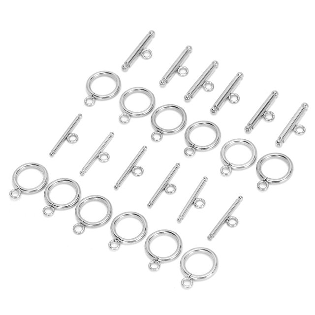 YLSHRF Toggle Fermoirs, Bracelet Collier DIY Rond Toggle Fermoirs Tbar pour la Fabrication de Bijoux de Couleur en Acier, Fermoirs Toggle en Acier Inoxydable