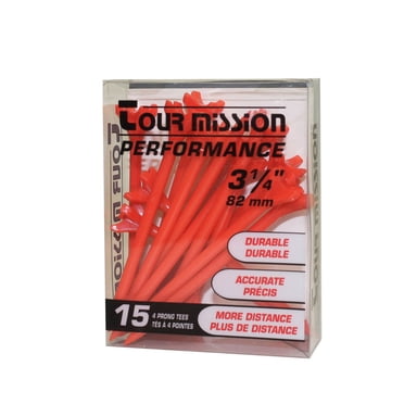 3 1/4" (82mm) Tés De Golf En Plastique Performance Jaune, paquet De 15 par Tour Mission