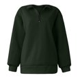thumbnail image 4 of LSLJS Chandails à Capuche à Demi-Glissière Surdimensionnés pour Femmes, Hauts à Quart de Glissière pour Adolescentes, Vêtements Tendance d'Automne, Chandails à Enfiler pour Femmes ( Vert, m ), 4 of 7