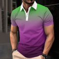 thumbnail image 2 of HVOBTTY Mens Summer Soft Versatile Pullover Fashion Casual Gradient Color Lapel Button Short Sleeve Loose Breathable Daily Base Shirts Purple, XXXXL, 2 of 5