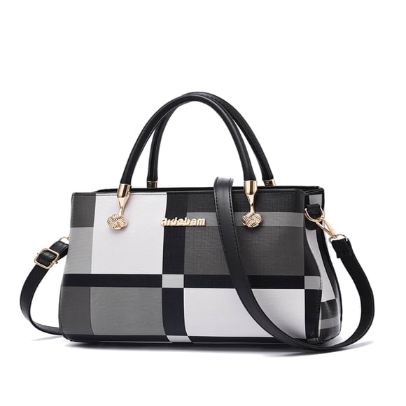OUSITAID Plaid Pattern Satchel Bag Women‘s Stylish Top Handle Purse Versatile Colorblock Shoulder Crossbody Bag For Women Rookies & White-Collar Workers Best Mothers Day Gift Ideas M