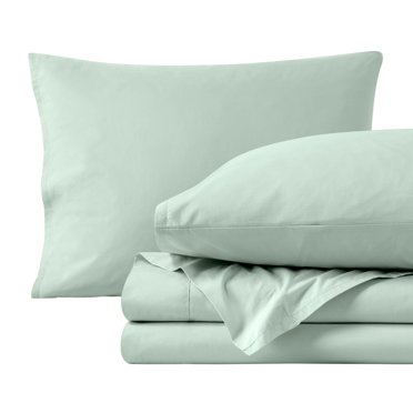 Bare Home Ensemble de Draps en Percale Biologique - 300 Fils au Pouce - 100 % Coton Biologique - Lit Simple, Saule